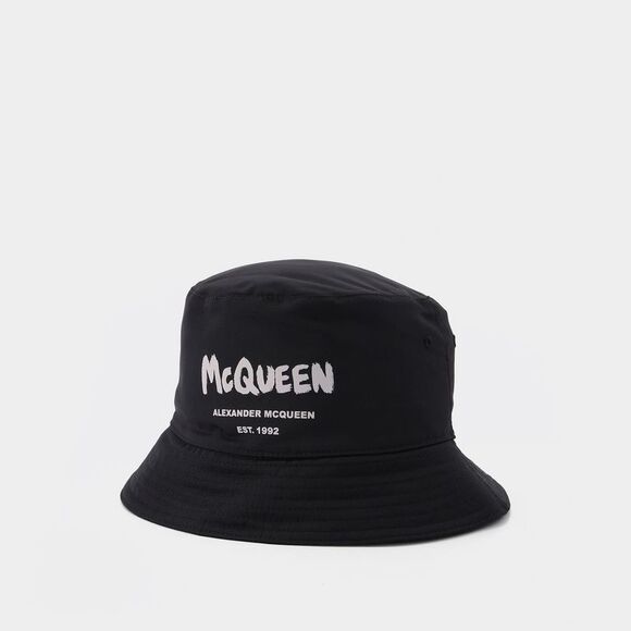 Tonal Affiti Hat - Alexander Mcqueen -Black/Ivory - Synthetic